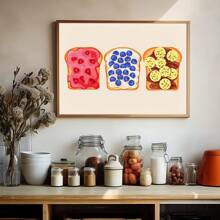 1pc Unframed Bread Food Wall Art Kitchen Poster Horizontal Canvas Print Minimalist Aesthetic Decor Vintage Painting For Dorm,Apartment,Modern Home Decoration