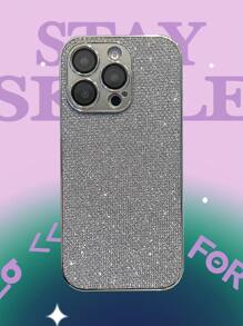 Y2K Luxury Full Screen Silver Glitter Phone Case Compatible With IPhone 16 15 14 13 11 12 Pro Max 16 15 14 Plus Electroplated Camera Shockproof Protective Back Cover