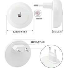 1 pieza Lámpara sensor de luz inteligente redonda, Luz nocturna LED con sensor de luz enchufable, luz suave sin deslumbrar, encendido y apagado automático, pantalla de plástico, base de lámpara con brida, enchufe europeo, 220-240V, apta para pasillos, baños, dormitorios, cocinas, salas de estar - Regalo perfecto para Navidad, Acción de Gracias, Año Nuevo, Día de San Valentín, Iluminación ambiental | Lámpara táctil de moda | Sensor, luz nocturna para el dormitorio