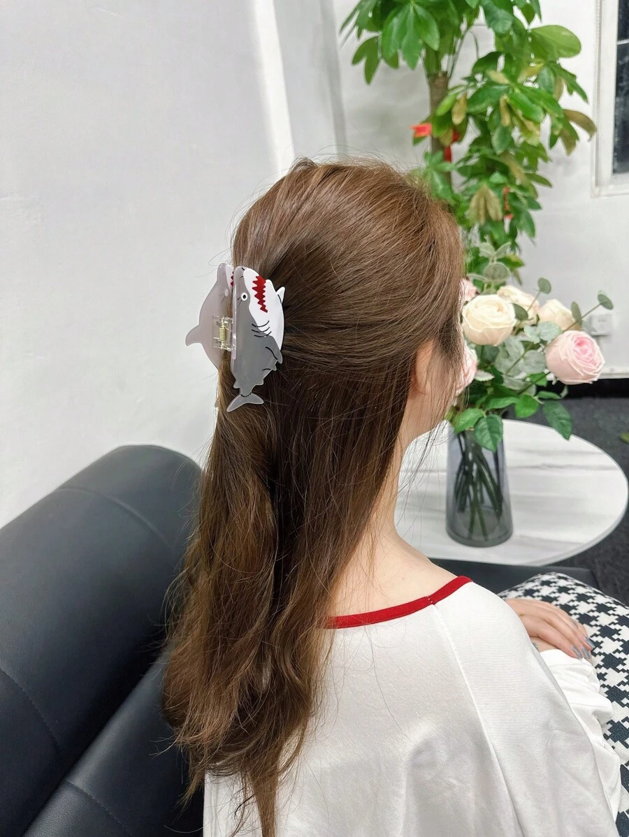 1pc Ocean Theme Cute Acetate Hair Claw Clip, Colorful Ocean Patchwork Acetate Large Hair Claw For Women With Thick Hair, Summer Style