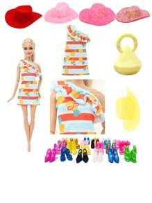 Doll Dress Up Wardrobe Doll Fashion Daily Dress Suitable For Dating, Afternoon Activities, Etc. Includes Accessories: 1 Pair Shoes, 1 Hat, 1 Bag, 1 Outfit (Doll Not Included)