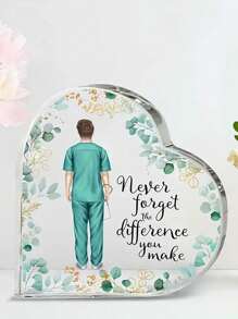 1/2 Pieces, Stethoscope Thanks Nurse For Heart-Shaped Acrylic Plaque Desktop Home Decoration (The Surface Has A Membrane That Needs To Be Tear Open), Graduation Gift For Nurse Classmates, Perfect Gift Acrylic Souvenir Decorations Suitable For Living Room, Bedroom, Office - Green - View 10