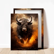 1 pieza Arte moderno de pared en lienzo - Impresión de un toro furioso blanco, póster decorativo, material de lienzo de alta calidad, con o sin marco, decoración de dormitorio universitario, apartamento, regalos para decoración de pared en hotel, hogar, sala de estar, dormitorio, baño y oficina
