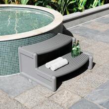 Spa Step Hot Tub 2-Step Universal Outdoor Indoor Step Stool Pool Ladder Plastic Slip Resistant Striped - Dark Gray