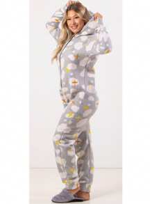 MAYU Modas Youth Winter Soft Plush Long Pajama Jumpsuit With Hood And Zipper - Nhiều màu - Xem 8
