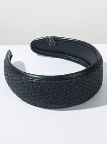 1pc 2025 New Vintage Leather Woven Wide Headband For Women, High-End Daily Versatile High Crown Head Hoop Hair Accessory