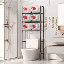 1 件浴室储物架，垂直马桶储物架，节省空间的浴室架，独立式节省空间，带厕纸架，多功能马桶顶部收纳架，适合大多数马桶，易于组装