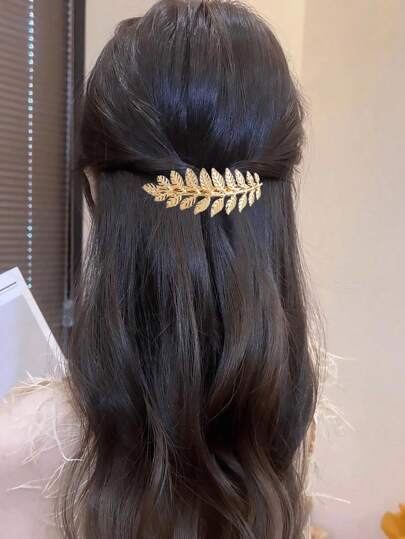 1pc Elegant Metal Leaf Spring Clip, Minimalist Chic Half-Updo Hair Accessory, Hair Clips, Hair Barrettes, School Stuff, Hair Accessories, Head Accessories, Hairpin