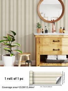 1 件简约绿色和蓝色条纹图案厚剥离粘贴壁纸，可移除和可修剪，适用于儿童/托儿所房间装饰、学龄前/宿舍活动区墙面翻新、橱柜贴纸，15.75x47.24/94.49/141.73 英寸