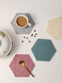 1 pieza/2 piezas Posavasos de silicona minimalista, salvamanteles, tapete para tazón, tapete para platos, individuales a prueba de calor, almohadilla aislante multiusos para vajilla, diseño hexagonal antideslizante, fácil de limpiar, resistente al calor