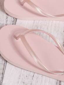 Women's Summer Solid Color EVA Flip Flops, Versatile Indoor/Outdoor Beach Non-Slip Sandals - Pink - View 6