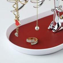 MORE&LESS - Soporte de exhibición de joyas de cuernos, organizador colgante de torre de árbol para anillos, arete, collares, pulseras - Plata - Ver 4