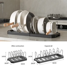 1pc Expandable Kitchen Organizer Rack,Pot And Pan Organizer Kitchen Organizer -Space-SavingExpandable Shelf With Pot Lid Holder, Utensil Rack, Utensil Holder,Dish Drainboard,Pot Rack, Can Be Placed On Countertop Or Inside Drawer, Multi-Functional Storage Rack