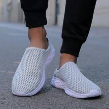 情侣鞋尺码36-45，男士网眼透气洞洞一脚蹬凉鞋，防滑休闲灰色鞋，包头拖鞋，轻便软底，日常居家/办公室休闲鞋，男士一脚蹬