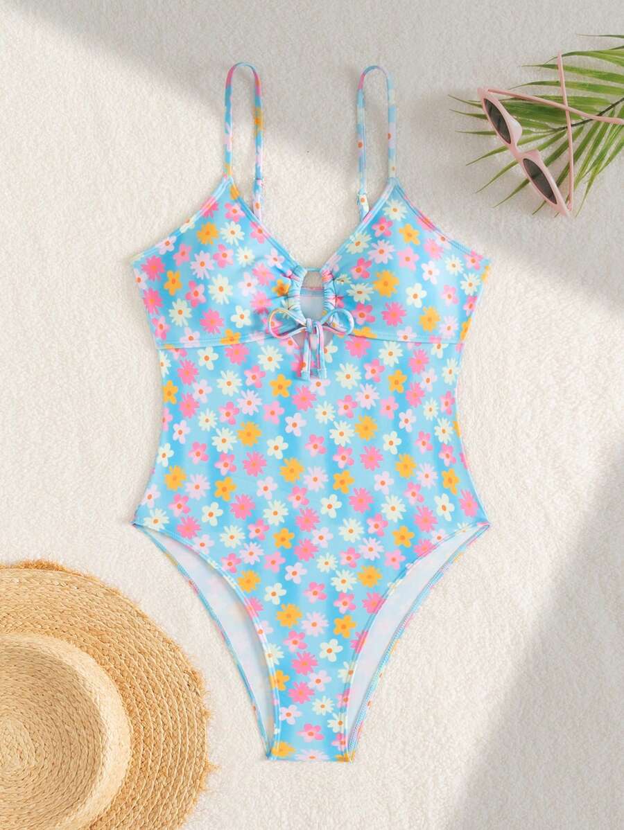 女士性感清新海滩连体泳衣 - 彩色 - 查看 1