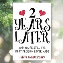 1pc Romantic 2nd Anniversary Greeting Card With Envelope - "2 Years Later" Sweet Message, Perfect For Him Or Her, Creative Wedding Anniversary Gift Idea, Blank Inside For Touch, Anniversary Gift For Couple - Multicolor - View 9