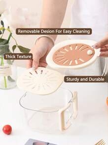1 二合一双层沥水篮，带折叠手柄的水果沥水容器，果蔬清洁碗，二合一易用，沥水篮，水果收纳篮，蔬菜沥水篮，蔬菜干燥机，多功能食物滤网，冰箱保鲜篮，厨房小工具，加厚水果碗，滤网 - 彩色 - 查看 9