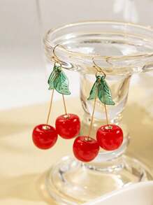 1 Pair Realistic Red Cherry Pendant Earrings, A Perfect Mother's Day Gift - Irresistible Springtime Charm, Vibrant Red Cherry Earrings Adds A Touch Of Sweetness