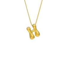 1 件装一体式泡泡字母项链镀金项链字母项链女士女孩精致泡泡字母吊坠个性珠宝礼物 - 金色 - 查看 8