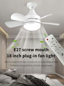 Lámpara De Techo Y Ventilador De Techo  En 3 Colores Con Luz, Control Remoto De La Temperatura De La Luz De Intensidad Regulable, Montaje En El Techo Moderno Con Control Remoto, Lámpara De Ventilador De Techo Led Con Enchufe Inteligente E27 - Blanco - Ver 1