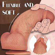 1PC Ultra Realistic Dildo Dual Silicone Dildos, 8.3" Lifelike Curved Beginner Dildo For G Spot And Anal Play With Powerful Suction Cup, Hands-Free Penis Sex Toy For Women Men Sexual,Safe Material G Spot Stimulator Dildos With Strong Suction Cup For Hands-Free Play Sex Toys For Adult
