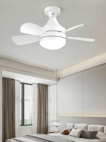 Luz de Ventilador de techo en forma de flor LED,Lámpara de techo con Ventilador,base E27,Con control remoto, 3000K-6500K/brillo regulable,Tres velocidades del viento - Blanco - Ver 8