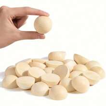 50 Wooden Beads Set Semi-Circle Semi-Sphere Semi-Circle, DIY Craft Material, Wooden Semi-Sphere Beads