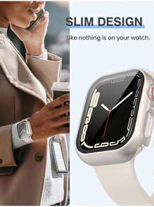 3 IN 1 Tempered Glass Film Hard PC Bumper Case Compatible With Apple Watch Series 11 10 9 8 7 6 5 4, 40mm/41mm/42mm/44mm/45mm/46mm/49mm Compatible With IWatch Ultra-Thin Hard PC Full Protective Face Cover Screen Protector Protector Case Face Cover, For Women Men, Ultra-Thin Guard,Clear/Black/Rose Gold