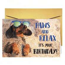 1Pc Paws And Relax Dachshund Birthday Card – Funny Dog-Themed Greeting Card With Relaxing Beach Vibes For Animal Lovers And Special Celebrations
