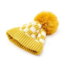 Women Funny Hat - 黃白格 - 查看 2