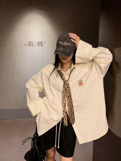 Fashionable American-Style Leopard Print Tie, Versatile Shirt Decorative Scarf, Chic Money Leopard Print Casual Tie For Dress For Christmas Decor