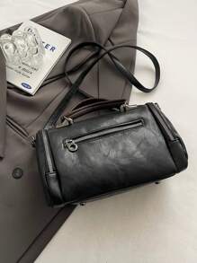 流苏装饰手提包，女士大容量单肩包，时尚拉链斜挎包，带可拆卸肩带