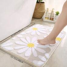 1pc Beige Daisy Imitation Cashmere Printed Floor Mat, Soft Non-Slip Water-Absorbent Machine Washable Kitchen Mat, Bathroom Mat, Fresh Anti-Fatigue Dirt-Resistant Doormat, Rectangular Low Pile Carpet, Suitable For Living Room, Bedroom, Kitchen, Laundry Room, Bathroom Gifts Birthday Graduation Rug Rugs Door Mat Room Decor Carpet For Living Room Kitchen Rug Bedroom Decor Blankets And Throws Rugs For Bed Room Home Decor Bathroom Decor Room Decoration Stuff Living Room Decor Office Decor House Decor Home Decor Living Room Bathroom Rug Room Decor Aesthetic