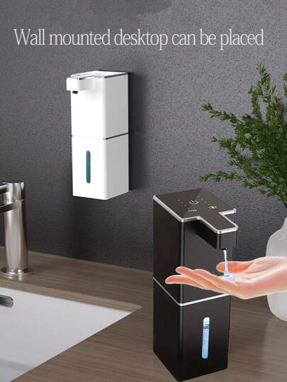 1pc Automatic Soap Dispenser, Rechargeable Bathroom Liquid Soap Dispenser With Touchless Sensor, Wall-Mounted Foaming Handwash Dispenser For Bathroom, Restroom, Kitchen, Hotel, Hospital, Mall, Easy Installation With USB Charging Cable And Wall Stickers