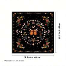 1pc Wild Flower Garden Fabric, Tree Of Life Tarot Altar Cloth, Tarot Tablecloth, Witchcraft Decor, Astrology Oracle Card Mat, Used For Tarot Reading Room Decoration