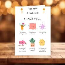 1 张送给老师的可爱感谢卡、送给男士和女士的优秀教师感谢礼物、感谢您帮助我成长的卡片、最佳教师感谢礼物创意包括信封。