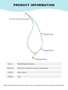 VE [VE] 1pc High Quality S925 Sterling Silver Natural Turquoise, Accessorized With Natural Carnelian, Pearl, Amber, Vivid Colors, Symbolizing Luck & Success, Suitable As Gift Or Personal Wear. Showcase Personalized Charm, Enhance Elegance, Fit For All Occasions. Jewelry Color Random