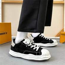 Men's Casual Versatile Comfortable Flat Skateboarding Shoes, Everyday Wear - Black and White - View 8