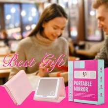 Foldable Lighted Makeup Mirror – Rechargeable 2-Sided Vanity Mirror With 1X/5X Magnification For Travel & Purse