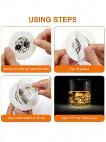 6/12/24pcs Luminous Bottle Sticker Light, LED Glowing Wine Bottle, Cocktail Glass Decorative Light, Party & Festival Supplies, LED Luminous Bottle Decoration, Bartender Accessories 2.36" Light, Suitable For Christmas, Bar, KTV, Wedding, Party, Cocktail Beverage Cup, Vase Decor - White - View 6