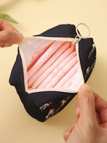 Random Pattern Sanitary Pad Storage Bag, Cosmetic Pouch, Portable Makeup Case For Back To School, Study, Shopping Discounts, Classroom, Cover - Multicolor - View 3