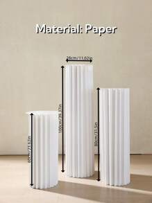 1/3/4pcs Set Cardboard Pedestal Stand, Folding Pillar Stand, Wedding Props, Floor Display Column Stand, DIY Pedestal Box With Round Top Plate Folding Paper Cylinder Column Pedestal Wedding Birthday Cake Flower Stand Rack,Material: Paper ,Can Bear 20kg