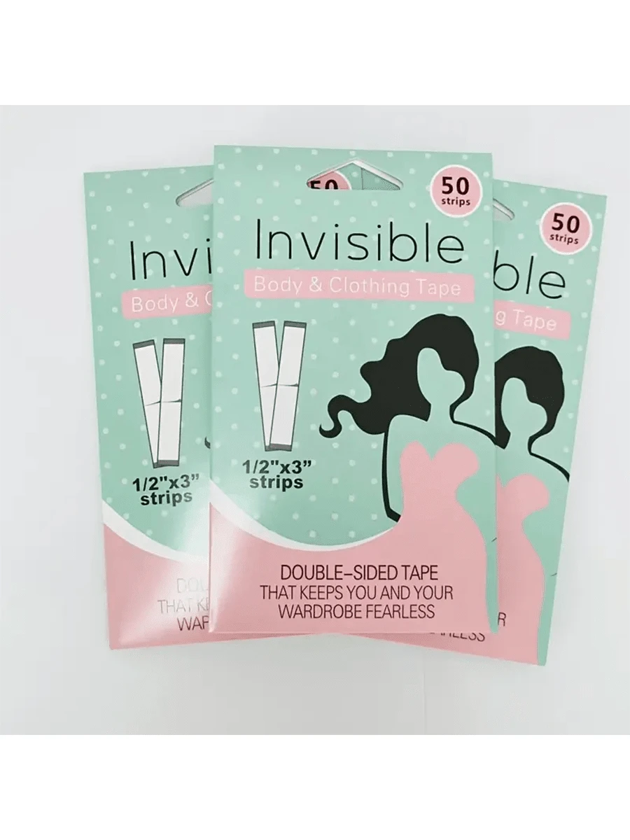 50pcs Transparent Non-Slip Sticker Applicable For Shirts Collar, Women Lingerie And Underwear Anti-Exposure - Invisible Grip Seamless Adhesive Summer Cooling,Beach,Travel - Upgraded Version Double-sided Tape 2 Packs/100 Pieces - View 1