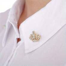 Hot 1 Pc Unisex Women Men Crown Brooch Rhinestones Crystal Breastpin Collar Pin Jewelry Gifts 2 Colors School