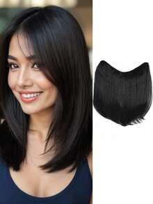 1 件 12 英寸短直发夹式接发，适合女士，黑棕色 U 型假发，带隐形夹，柔软合成假发纤维，适合女性日常佩戴和聚会 - 彩色 - 查看 13