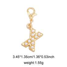 2Pcs Gold Color Letter Alloy Pendant With Faux Pearls Alphabet Charm Women Ladies Bag Clothes DIY Craft Decor A - Z