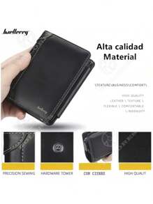 Cartera Tarjetas Billetera De Lujo Hombre Tres Carpeta - Negro - Ver 5