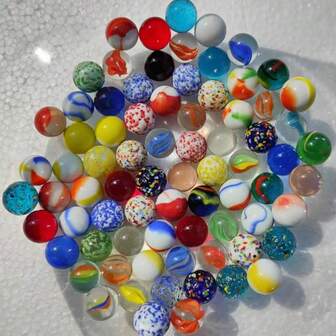 60 件/30 件混合玻璃弹珠，用于户外运动游戏用品，彩色玻璃珠，多色混合玻璃弹珠游戏（产品种类繁多，仅显示部分图片，还有更多隐藏款式）。