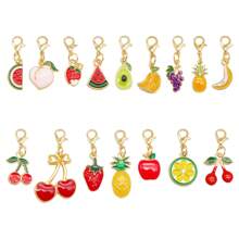 2/16Pcs Enamel Fruit Charm Alloy With Lobster Clasp Necklace Pendant Bracelet Keychain Jewelry DIY Hair Accessory Shoes Purse Bag Hanging Decoration