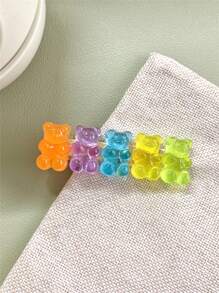 1个可爱甜美的六只小熊鳄鱼发夹/条形码发夹/果冻发卡，米老鼠耳朵发带头巾发箍吸汗带，秋冬季女士度假装扮优雅围巾头巾 - 彩色 - 查看 5